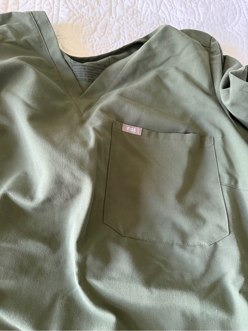 FIGS Olive Green V-Neck Scrub Top